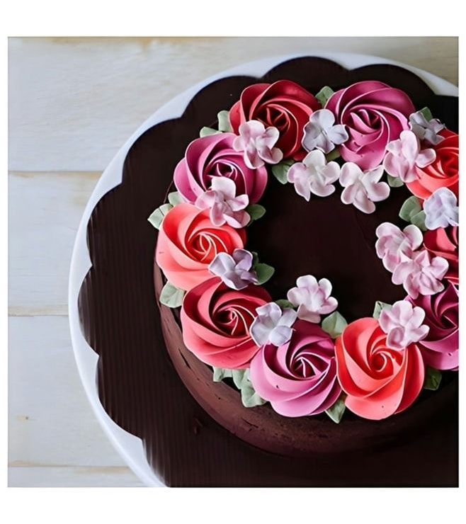 Dark Rose Wreath  Cake, Rose Cakes