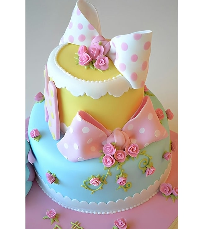 Bowtique Tiered Cake, Rose Cakes