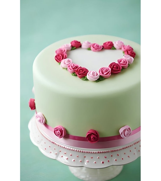 Mint Heart with Roses Cake, Rose Cakes