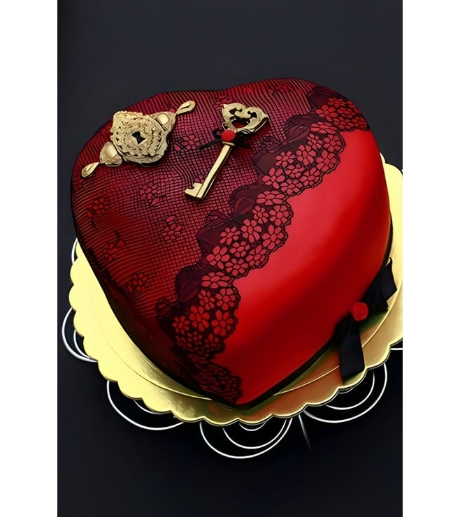 Key and Locket Heart Cake, Heart Shaped Cakes