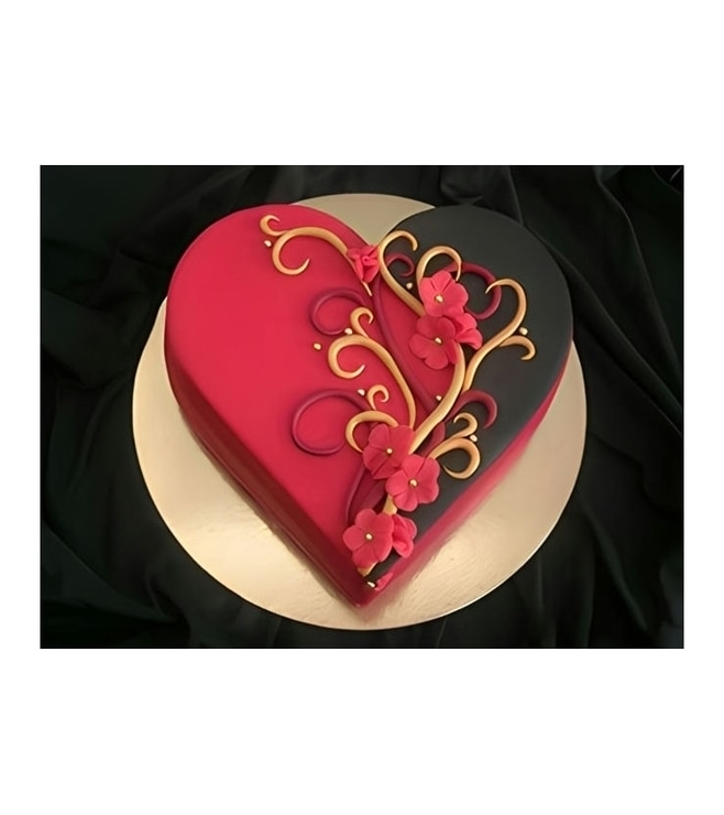 Abstract Red and Black Heart Cake, Anniversary