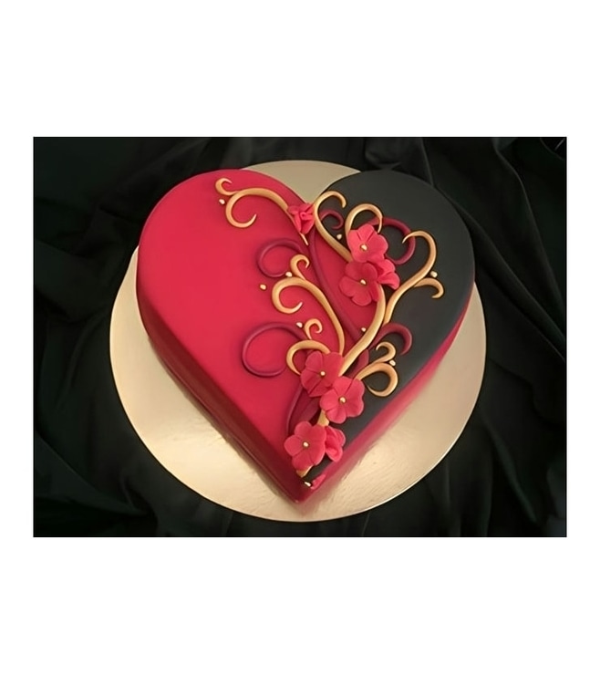 Abstract Red and Black Heart Cake