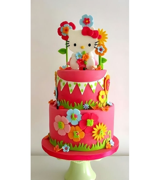 Tiered Floral Hello Kitty Cake