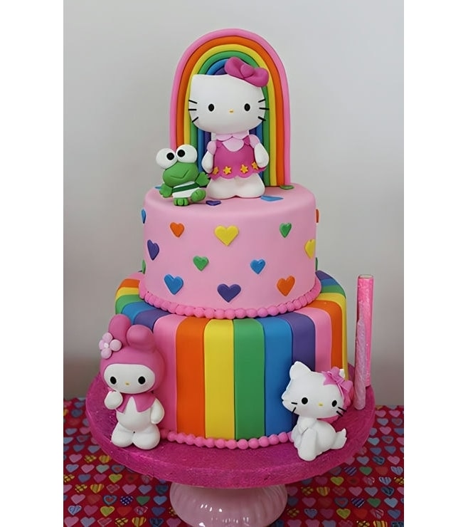 Rainbow Bloom Hello Kitty Cake, Cat Cakes