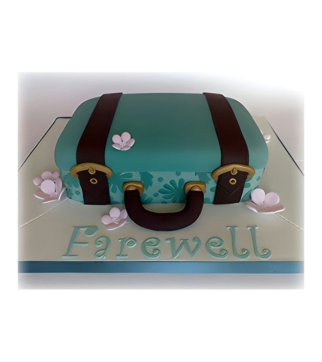 Floral Farewell Suitcase Cake