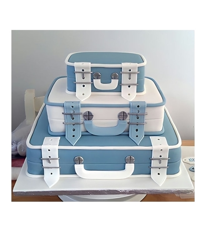 Luggage Stack Farewell Cake