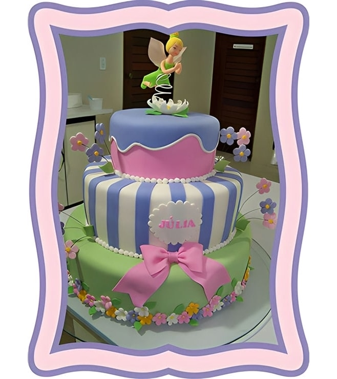 Tinkerbell Triple Tiered Birthday Cake, Tinkerbell Cakes