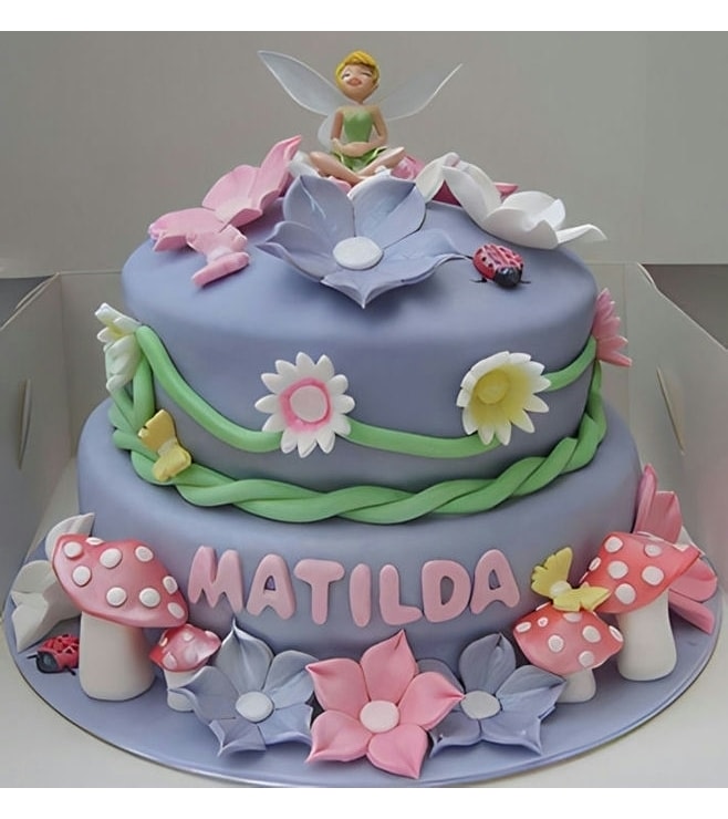 Tinkerbell Pastel Tiered Birthday Cake