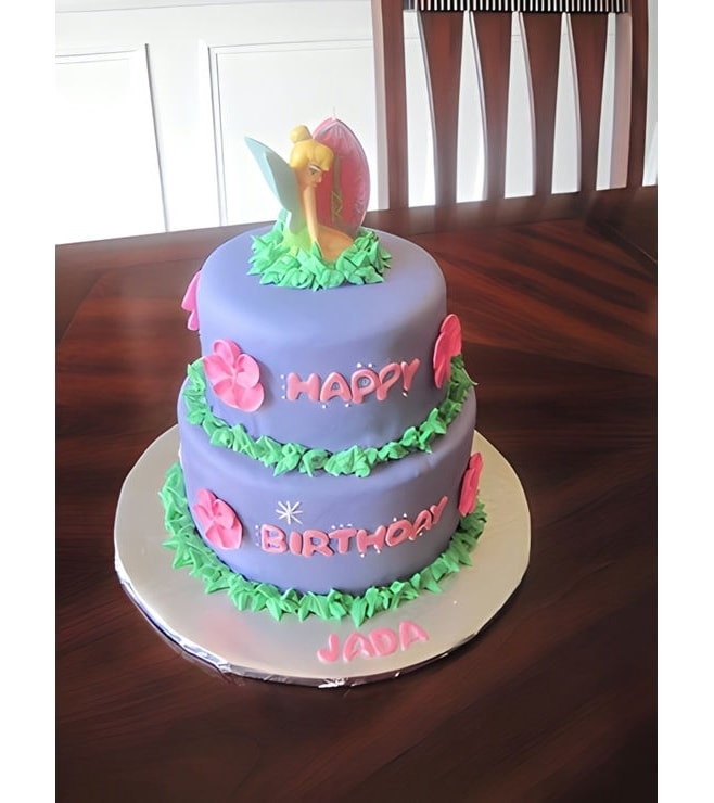 Simple Tinkerbell Tiered Cake, Tinkerbell Cakes