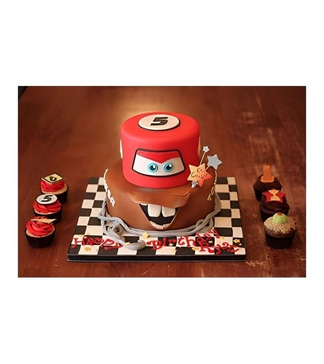 Lightning McQueen Tow Mater Mashup Cake