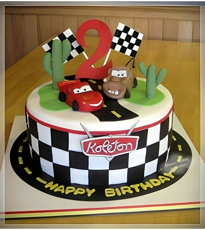 Mater and McQueen Desert Race Cake