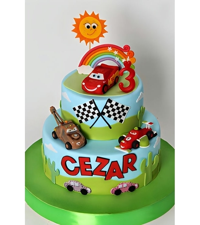 Disney Cars Rainbow Race Cake