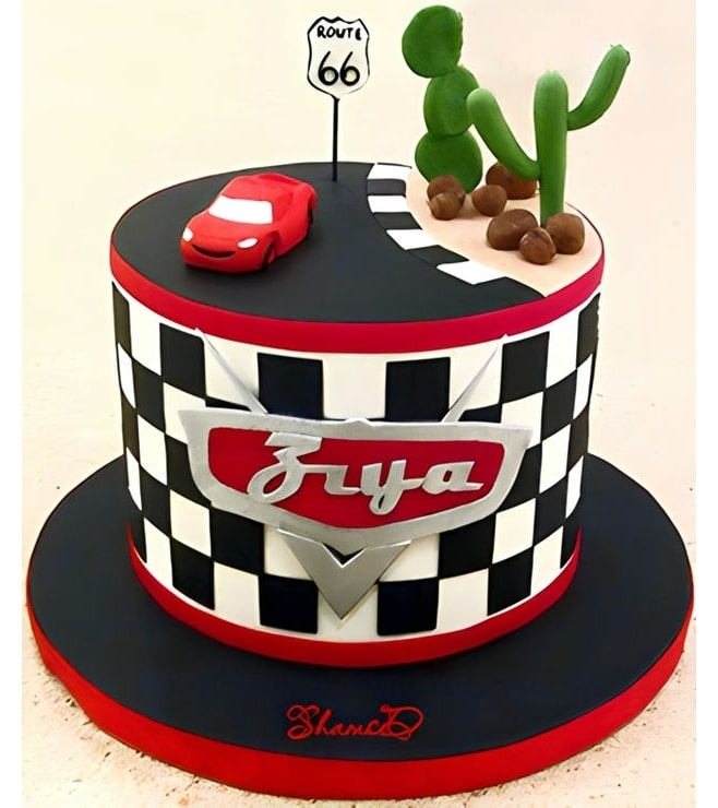 Lightning McQueen Route 66 Cake, Mcqueen Cakes