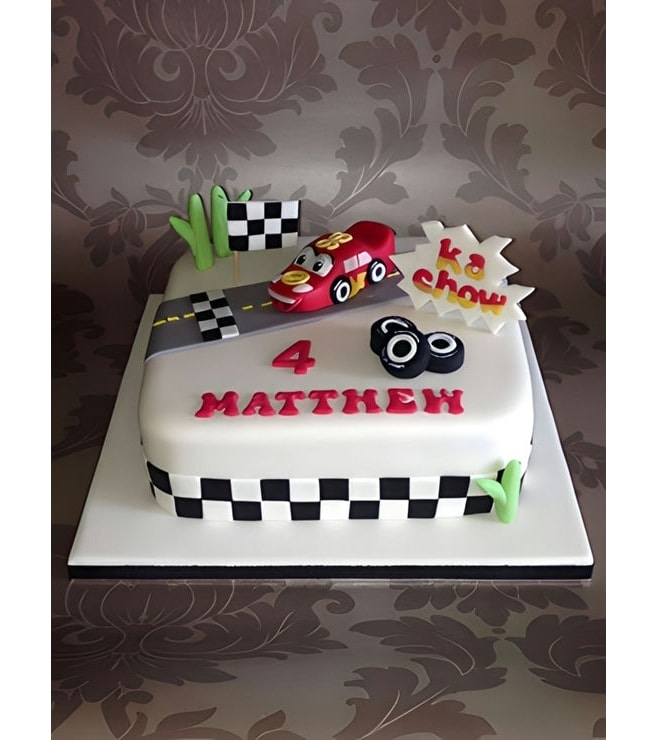 Lightning McQueen White Raceway Cake, Mcqueen Cakes