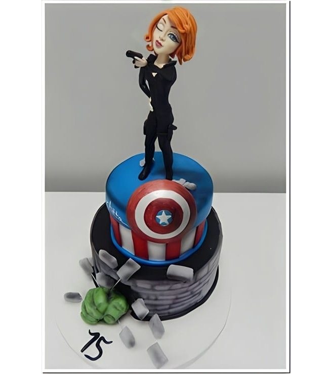 Black Widow Stands Tall Avengers Cake, Superhero Cakes