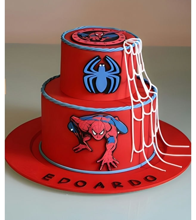 Spiderman Web Slinging Stack Cake, Superhero Cakes