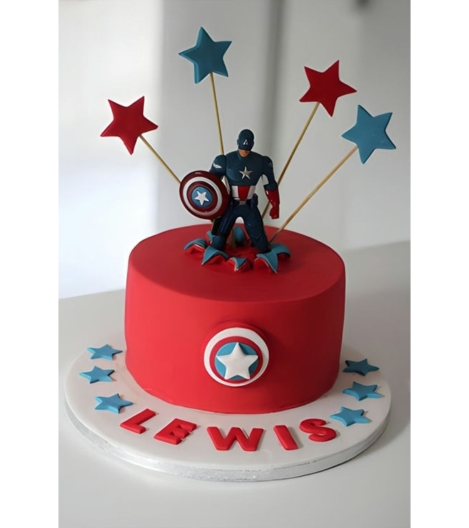 Steve Rogers Stands Tall Captain America Cake, Superhero Cakes