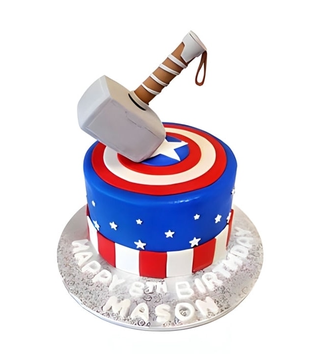 Captain America and Thor Stack Cake, Superhero Cakes