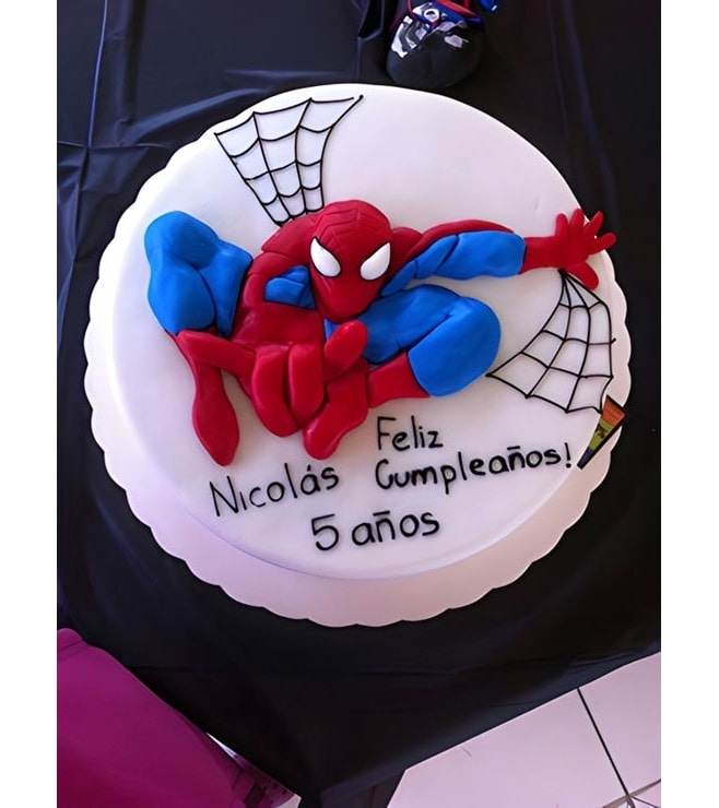 Spiderman Web Slinging Cake