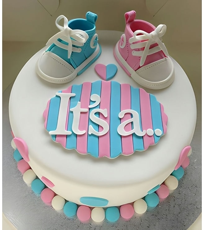 Baby Shoes Gender Reveal Cake, Baby