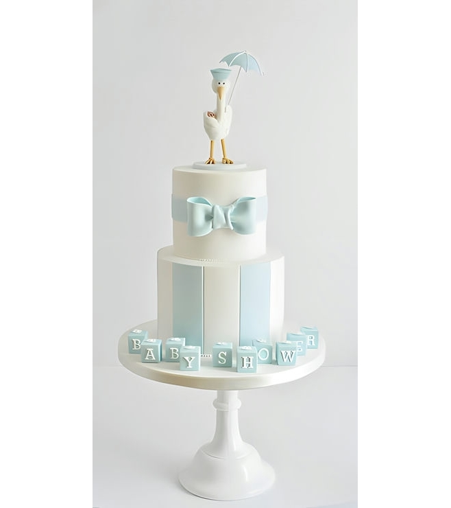 Baby Blue Two Tiered Stork Cake, Baby
