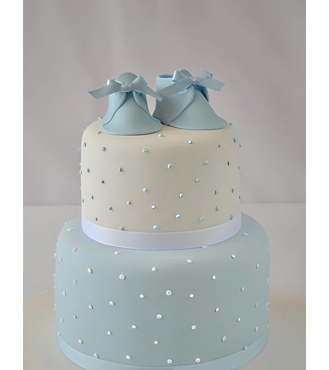 Baby Blue Slip-Ons Tiered Cake