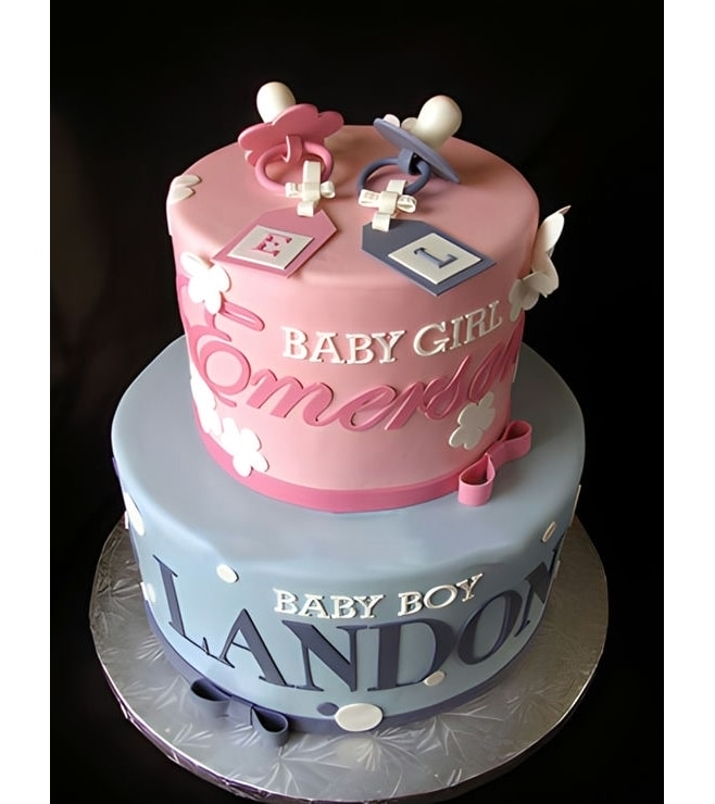 Boy & Girl Twins Tiered Cake, Baby