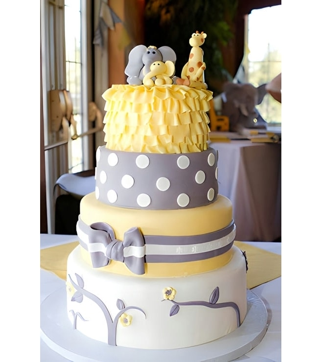 Animal Friends Multi Tiered Baby Cake, Baby Shower Cakes