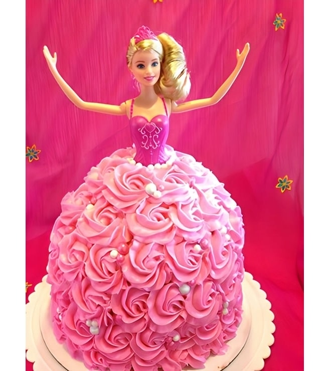 Rosette Dress Barbie Cake, Girl