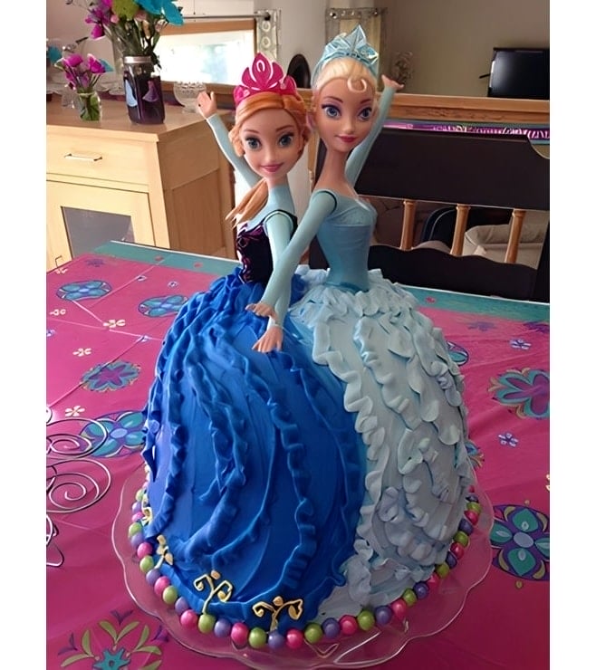 Elsa & Anna Dual Doll Cake, Barbie Cakes
