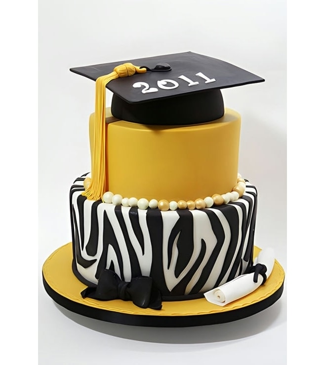 Zebra Stripe Graduation Cake