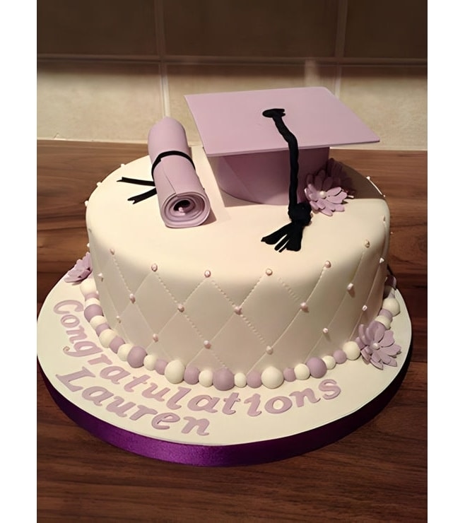 Soft Lavender Graduation Cake