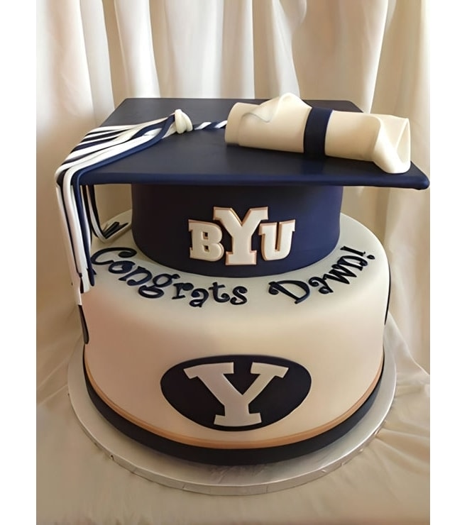 Gold and Navy Graduation Cake