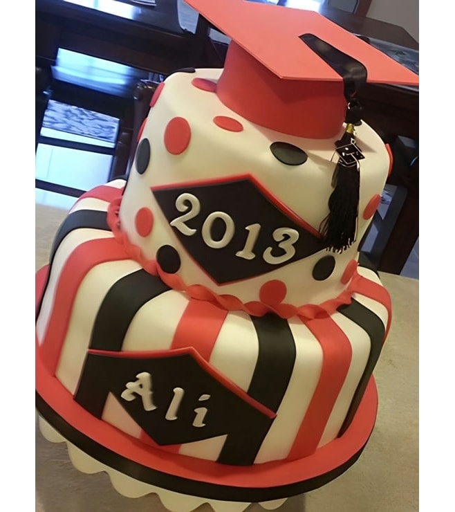 Red and Black Attack Graduation Cake, Graduation Cakes