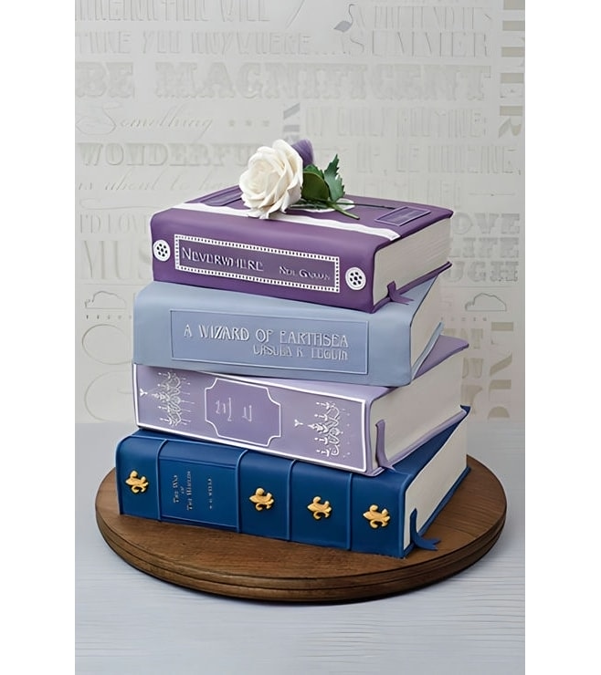 Cool Colored Book Stack Graduation Cake