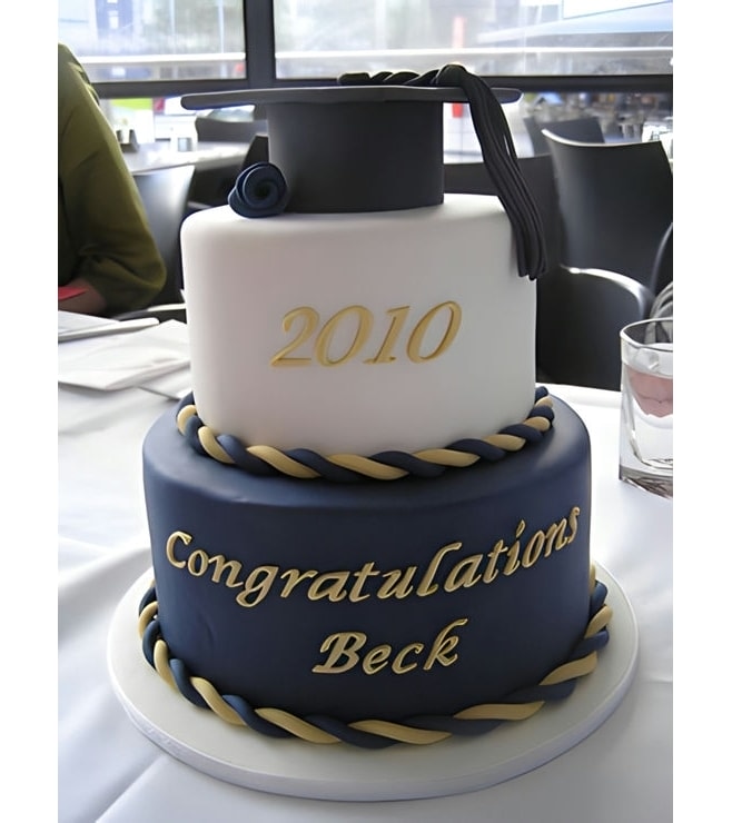 Regal Gold and Royal Blue Graduation Cake, Graduation Cakes