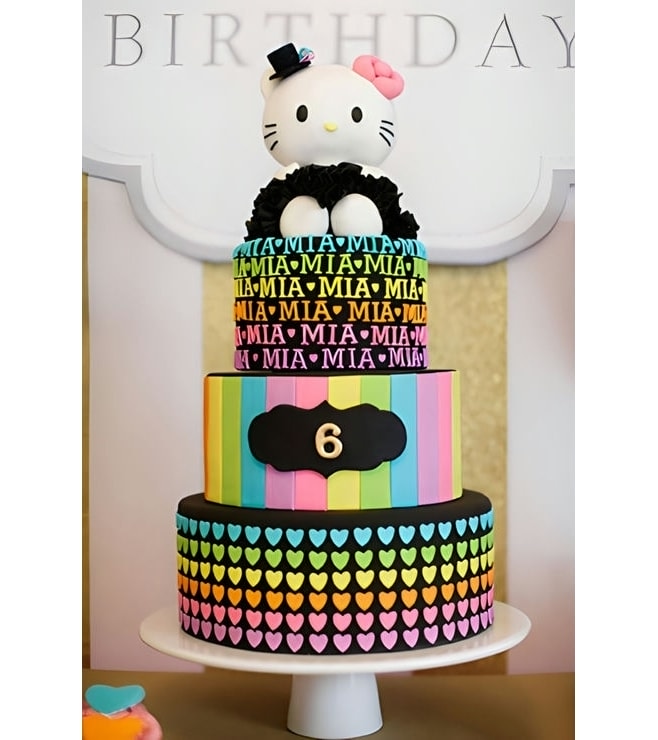 Neon Rainbow Hello Kitty Cake