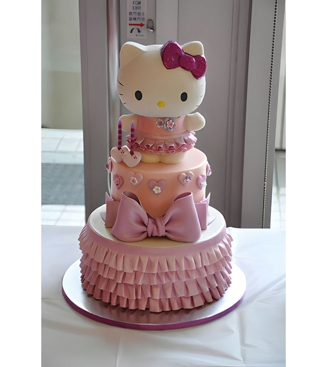 Pink Bow Stack Hello Kitty Cake