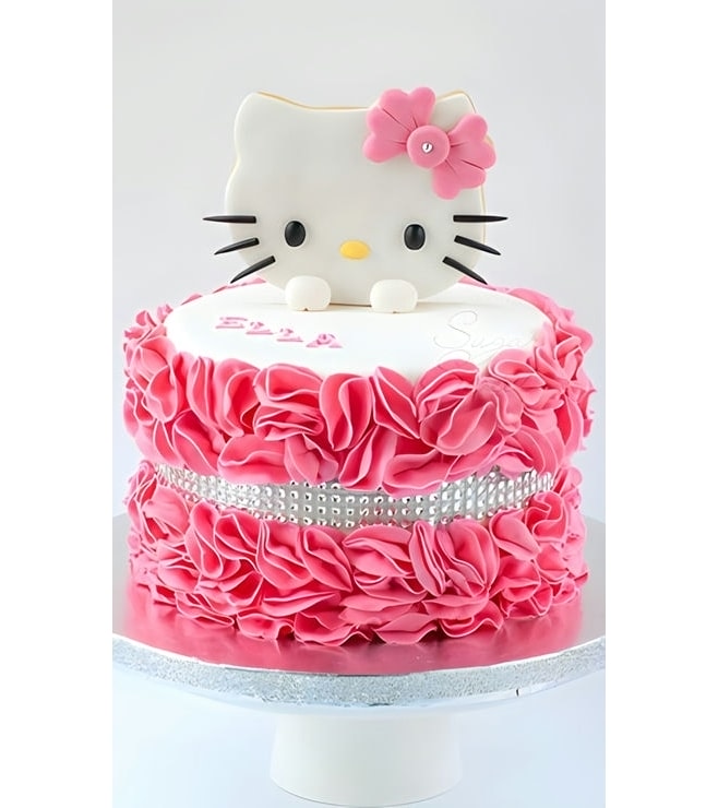 Ruffled Roses Hello Kitty Cake