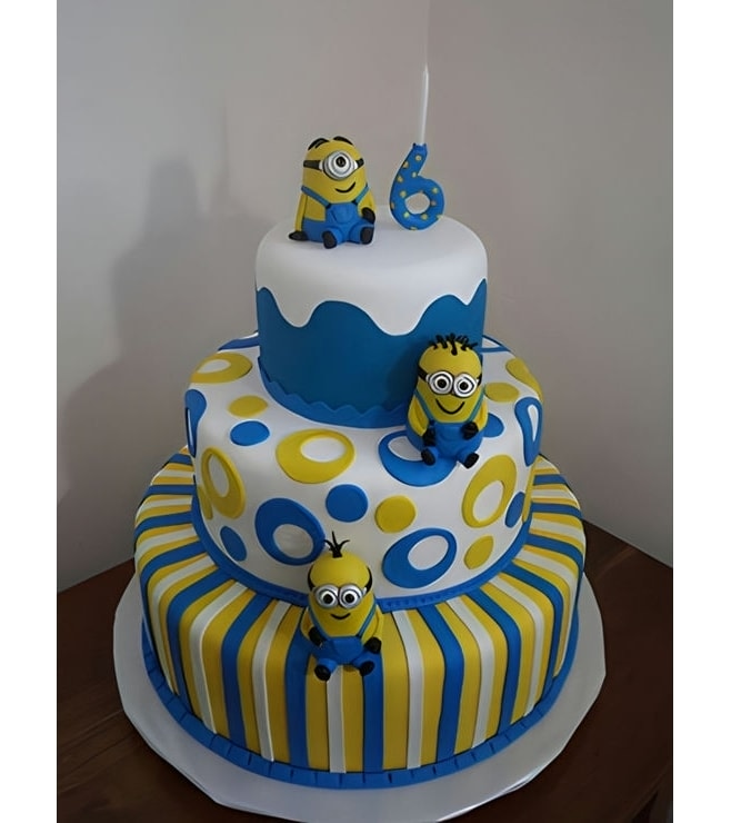 Blue and Yellow Tiered Minion Cake, Minion Cakes