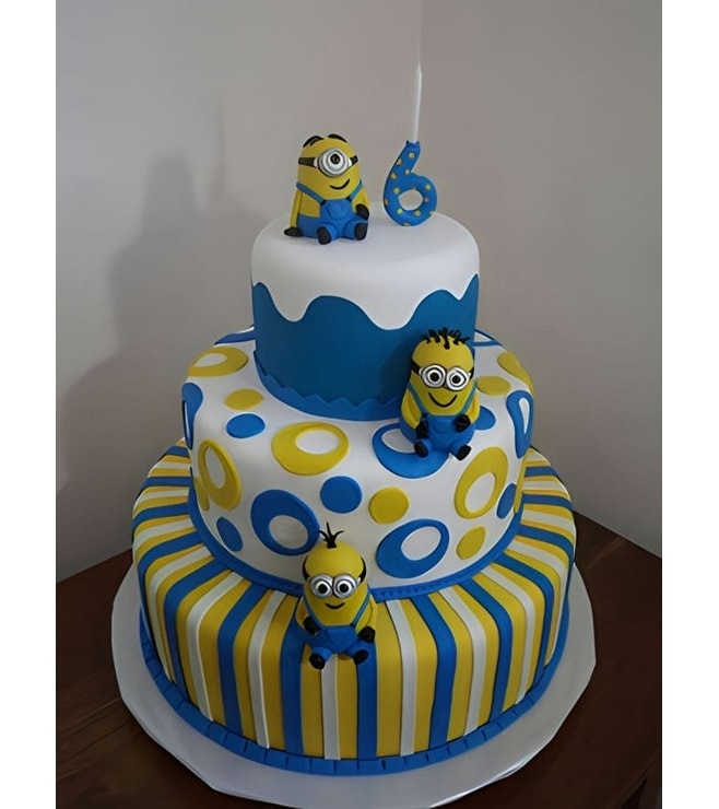 Blue and Yellow Tiered Minion Cake