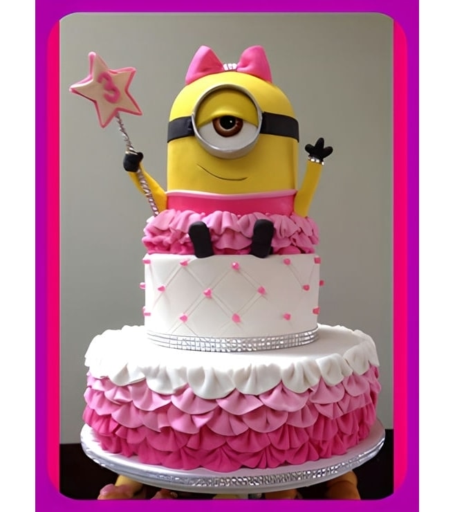 Pink Minion Fairy Birthday Cake