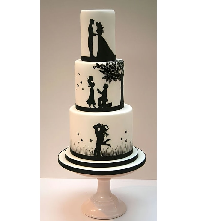 From When We Met Silhouette Wedding Cake