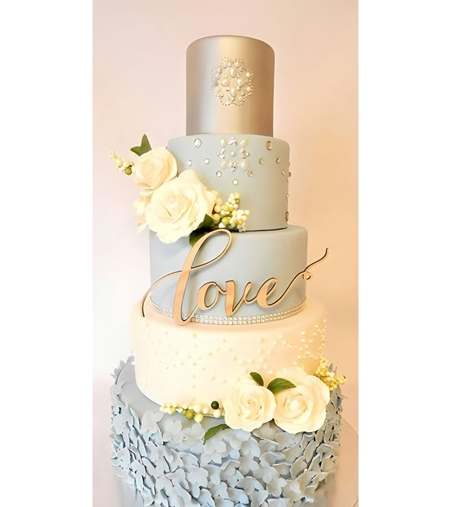 Elegant Ruffled Gold Wedding Cake