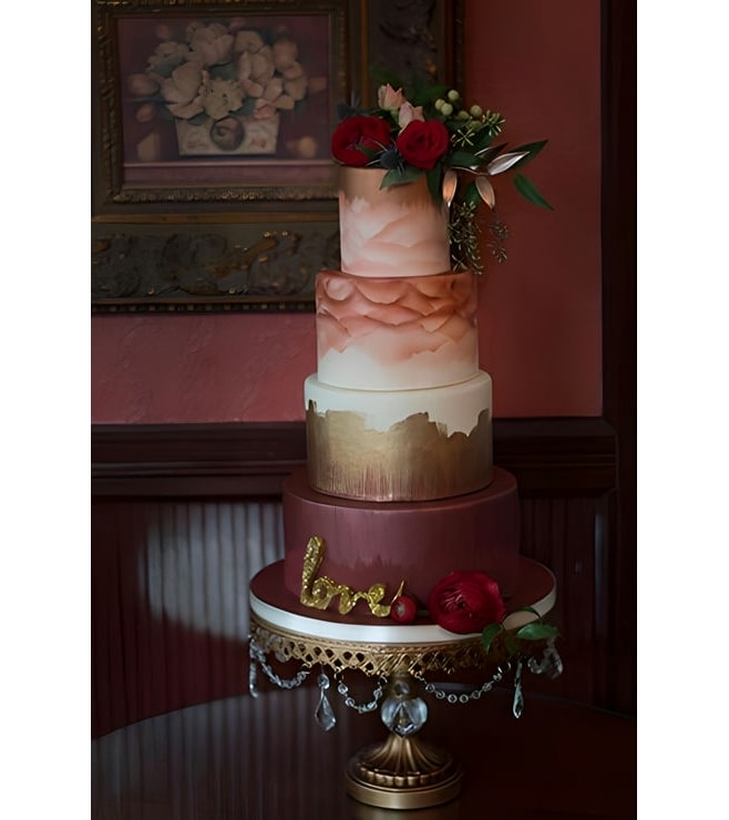 Ombre Waterpaint Wedding Cake