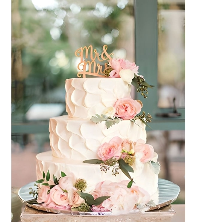 Textured Floral Stack Wedding Cake