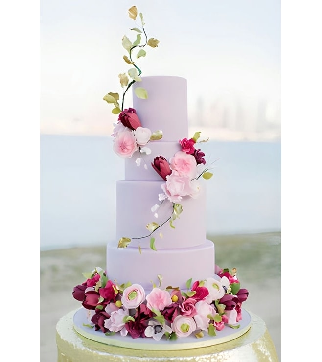 Lavender Flower Ladder Wedding Cake