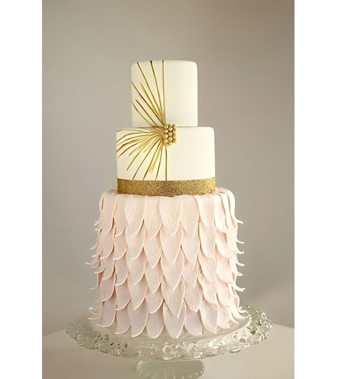 Ruffled Gold Tiered Wedding Cake