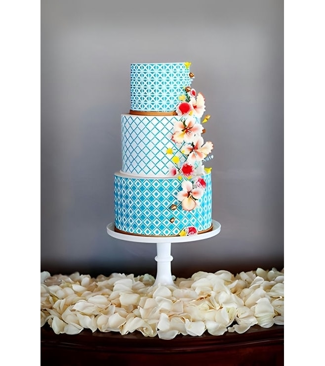 Alternating Blues Stack Wedding Cake