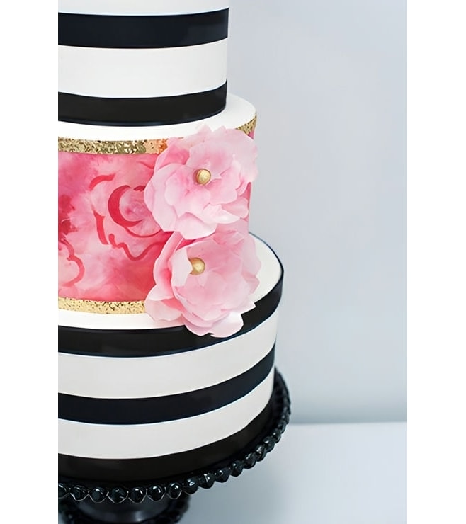 Rose Stripe Wedding Cake